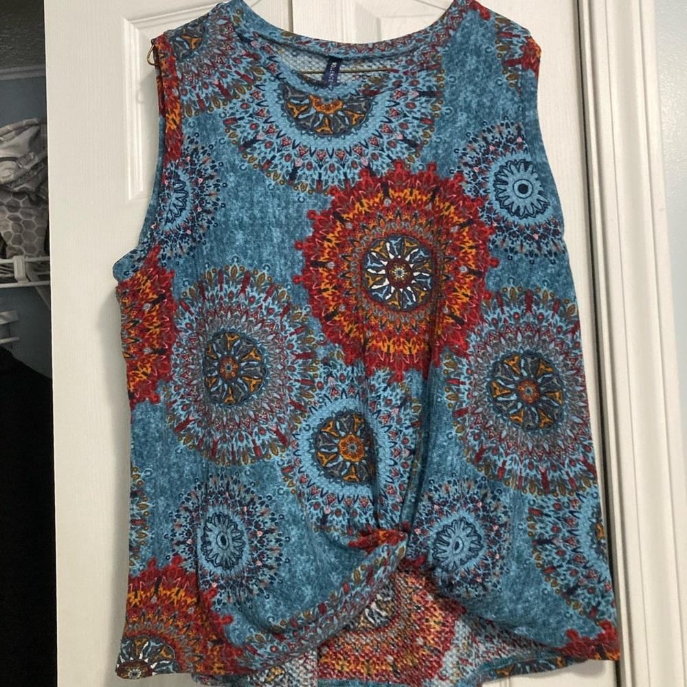 Vibrant Mandala Print Sleeveless Top